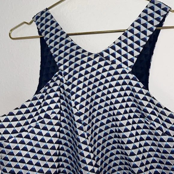 Anthropologie Blue and White Geometric Blouse - Picture 5 of 10